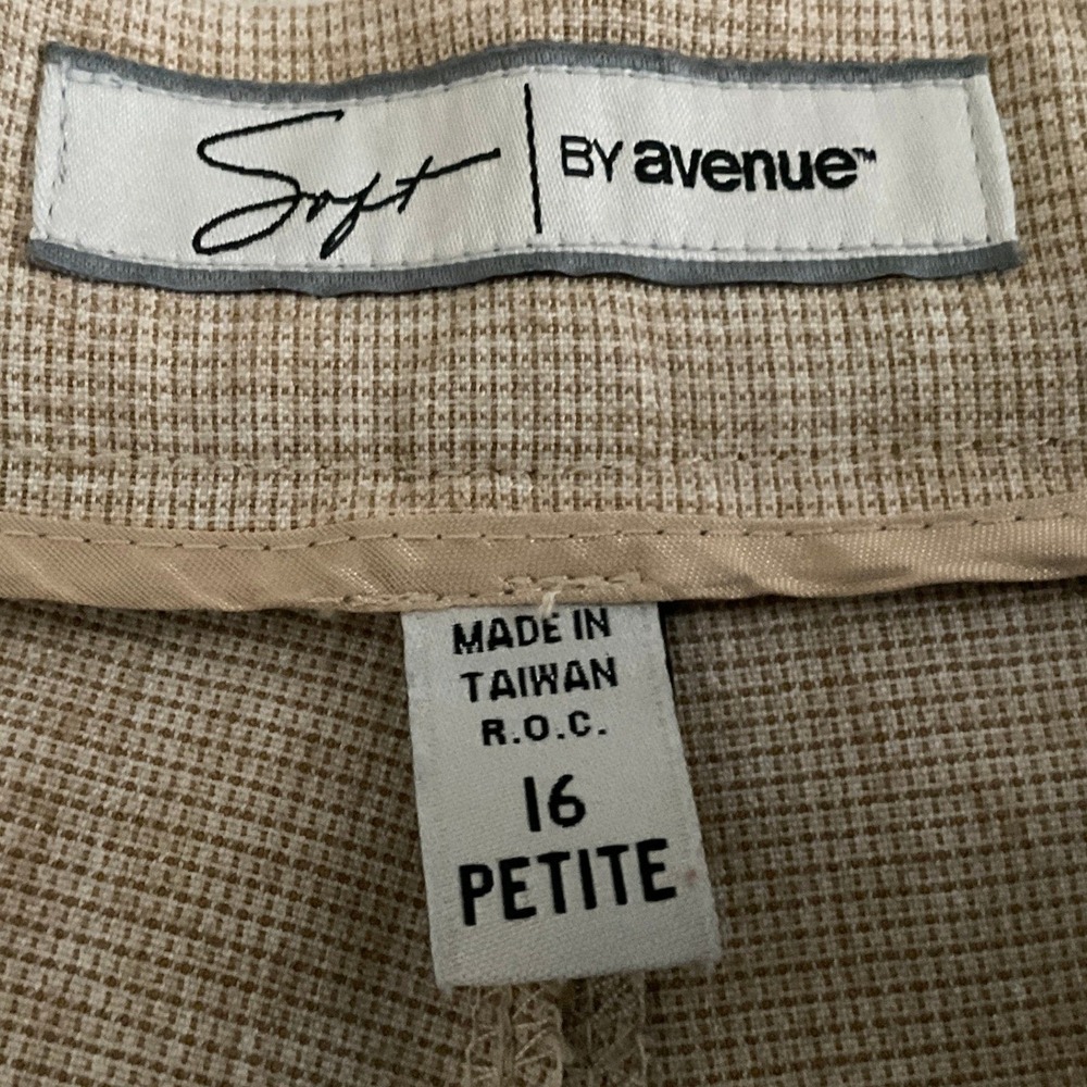 Soft by Avenue Women Beige Linen Blend Straight Leg Dress Pants 16 Petite - Picture 4 of 11